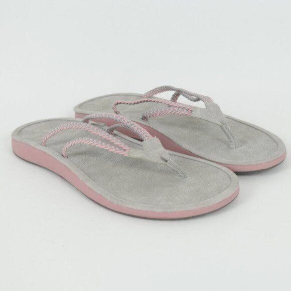 JBU Sport Key West Women's Size 9 Gray & Pink Vegan Leather Flip Flop Sandals - Picture 1 of 11